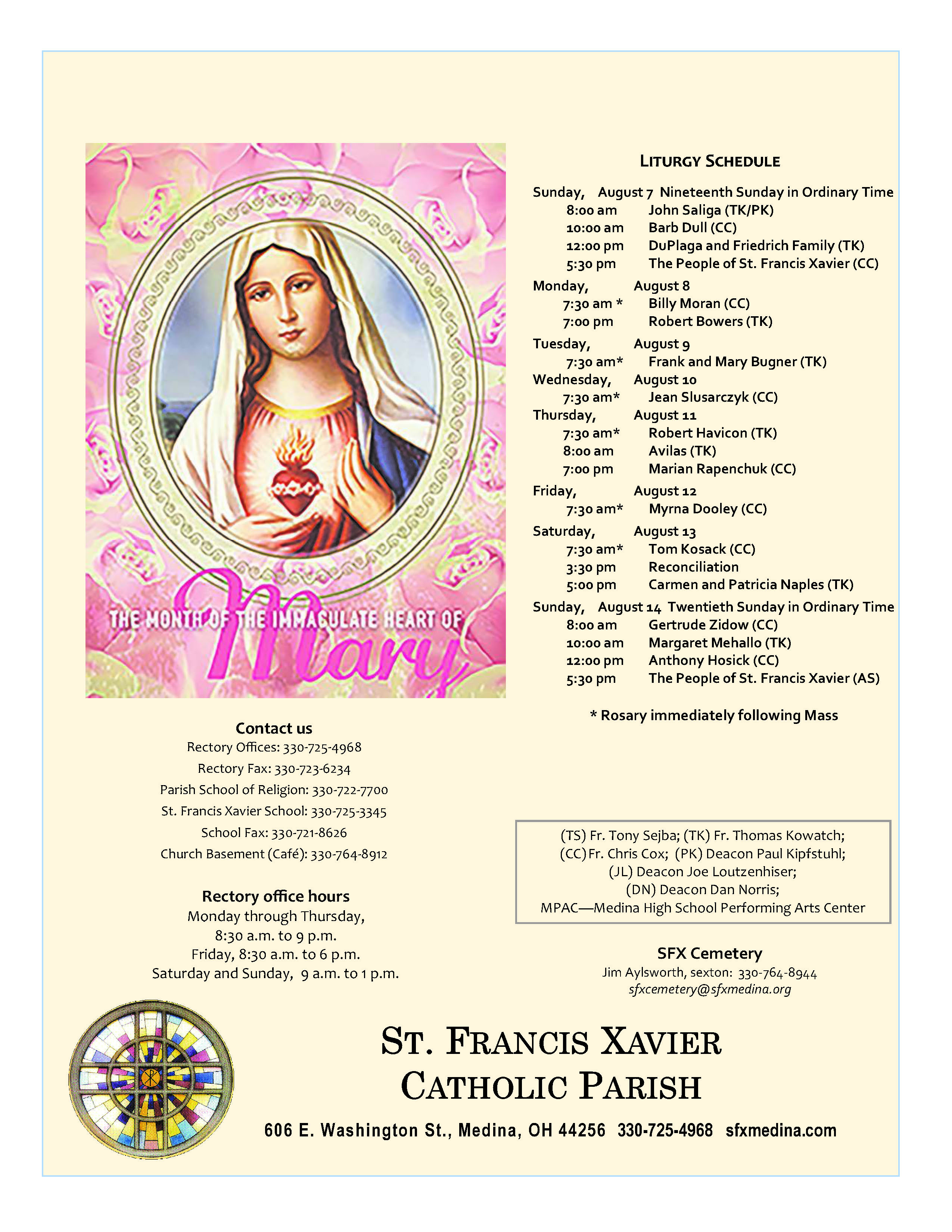 St. Francis Xavier Parish » 20160807B_Page_01